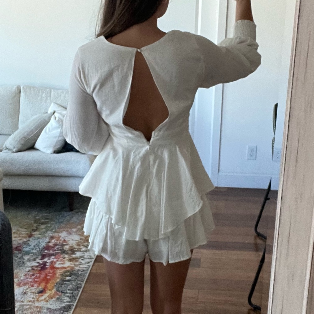 White Ruffle Romper - Picture 2 of 2